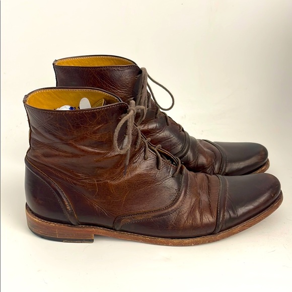Billy Reid Italian Leather lace up cap toe dress shoe boots sz 11 - Picture 1 of 5